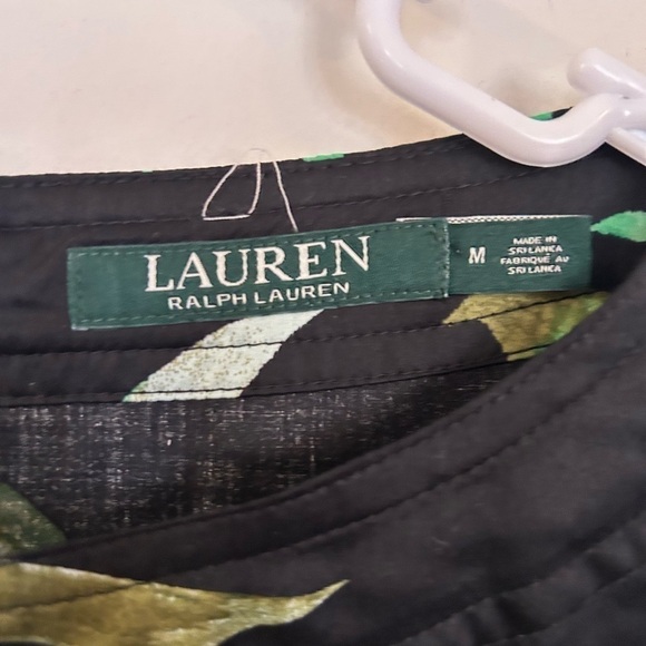 Lauren, by Ralph Lauren, medium black and green tropical blouse pop over - Picture 6 of 8